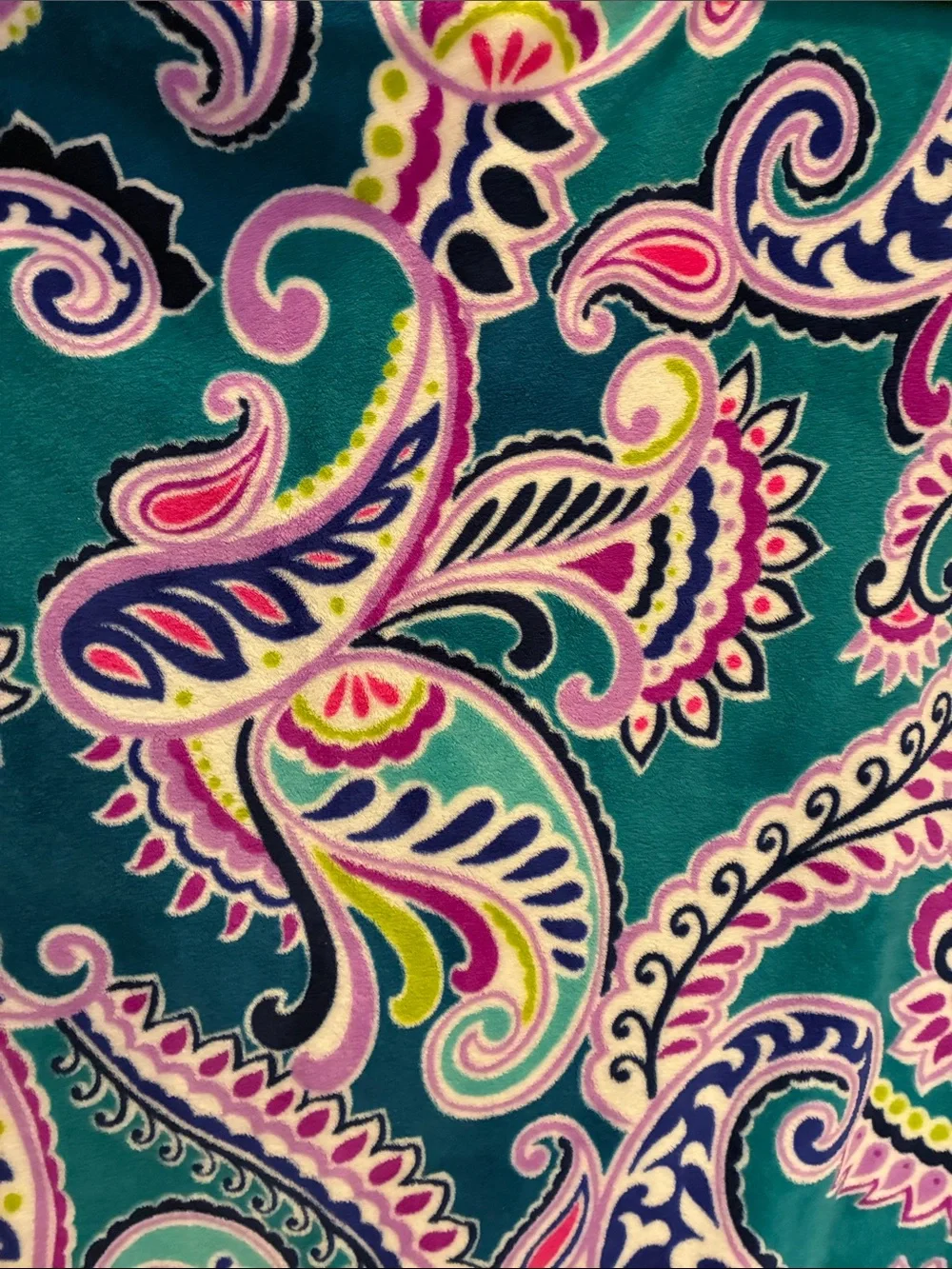 Vera Bradley Teal Waikiki Paisley Fleece Throw Pink Green Purple Accents
